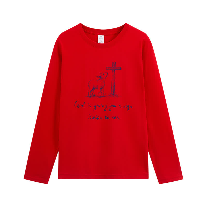 Christianartworkshop God Is Giving You A Sign Long Sleeve T-Shirt - Red - 4XL - image 8