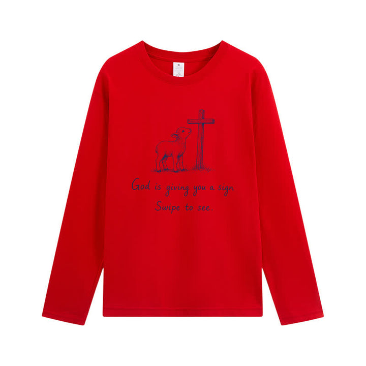 Christianartworkshop God Is Giving You A Sign Long Sleeve T-Shirt - Red - 4XL - image 8