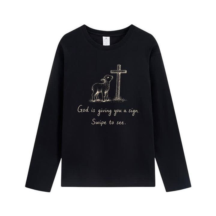 Christianartworkshop God Is Giving You A Sign Long Sleeve T-Shirt - Black - 4XL - image 2
