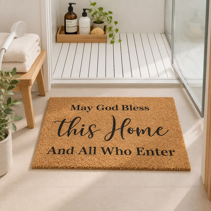 Christianartworkshop Rustic Household Benediction Artificial Coir Doormat - image 1