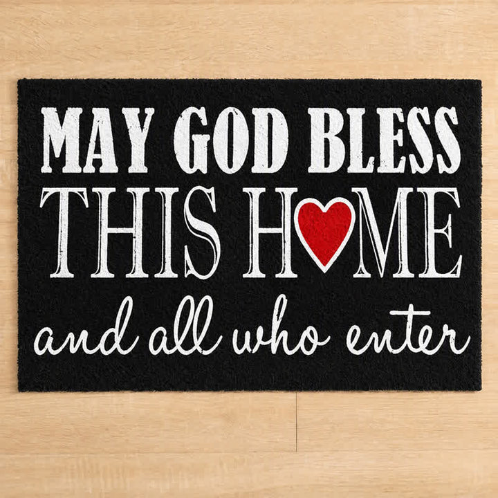 Christianartworkshop Mixed Font Heart Blessing Artificial Coir Doormat - image 3