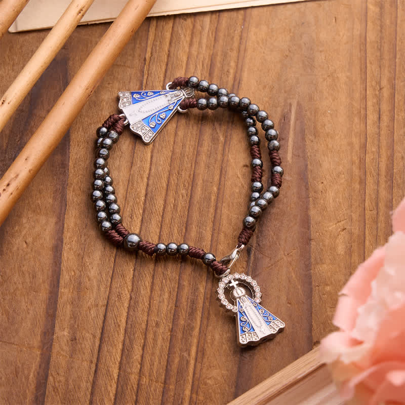 Christianartworkshop Braided Bead Car Pendant with Our Lady of Aparecida - image 2