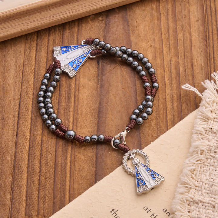 Christianartworkshop Braided Bead Car Pendant with Our Lady of Aparecida - Our Lady - image 0
