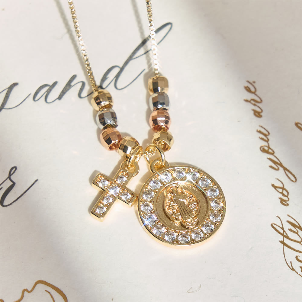 Christianartworkshop Mixed‑Bead St. Benedict Cross Pendant Necklace: Sign of Everlasting Sacred Safeguard - St. Benedict & Cross - image 0