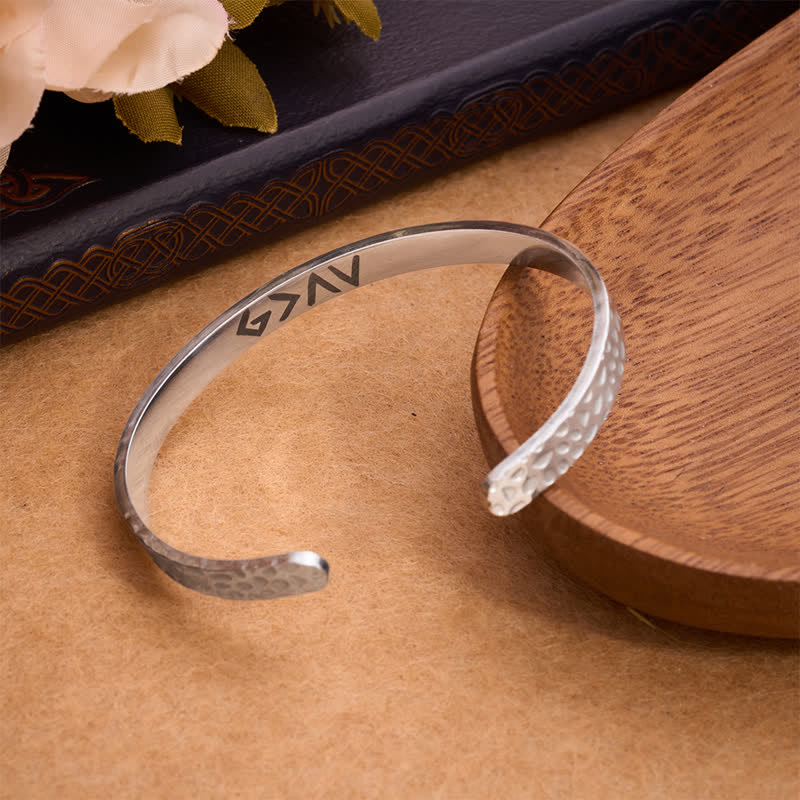 Christianartworkshop Elegant Hammered Finish God Verse Cuff Bracelet: Reminder of Tender Heavenly Care - image 2