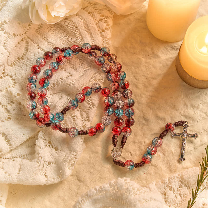 Christianartworkshop Christmas Themed Translucent Crackle Bead Rosary - image 3
