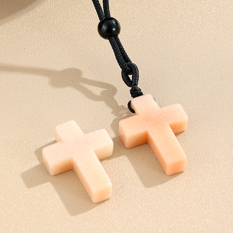 Christianartworkshop Versatile Natural Stone Cross Knot Necklace: Charm of Everlasting Divine Favor - Rose Quartz - image 13