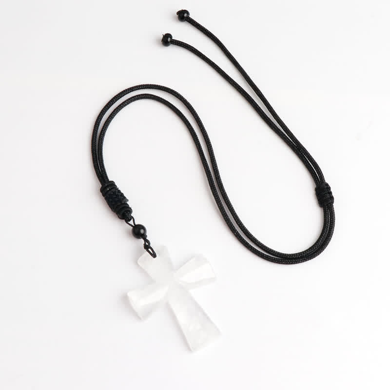 Christianartworkshop Polished Crystal Cross Knot Cord Necklace: Bearer of Gentle Heavenly Comfort - Clear Quartz - image 15