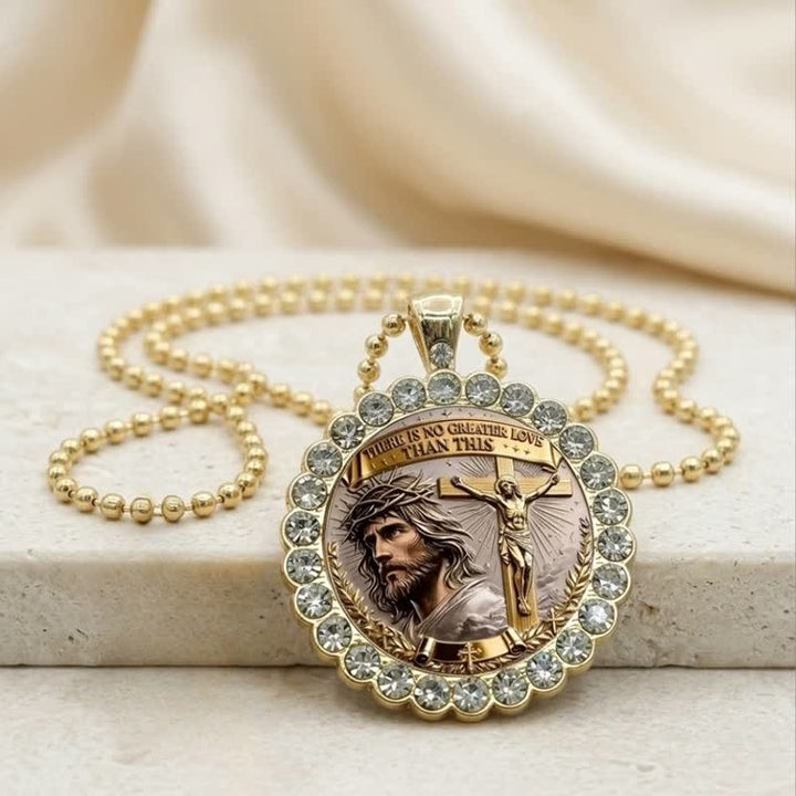 Christianartworkshop Printed Alloy Jesus Crucifix Pendant Necklace: Sign of Eternal Heavenly Salvation - Jesus & Crucifix - image 0