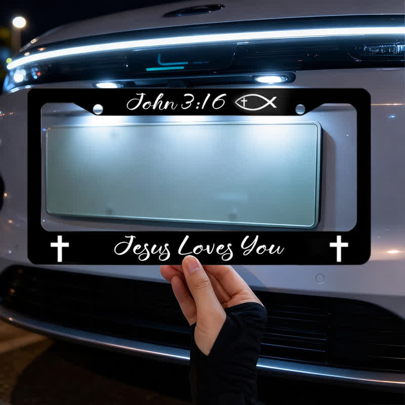 Christianartworkshop Cross & Ichthys Scripture Car License Frame: Beacon of Timeless Heavenly Truth - image 5