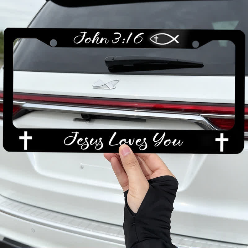 Christianartworkshop Cross & Ichthys Scripture Car License Frame: Beacon of Timeless Heavenly Truth - image 4