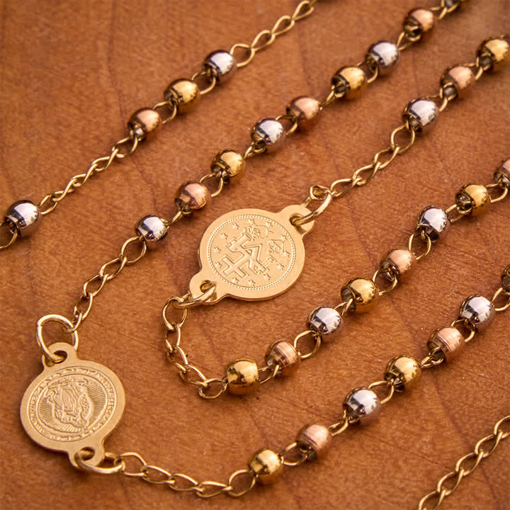 Christianartworkshop Our Lady Medal & Cross Ball Chain Rosary: Token of Gentle Divine Comfort - image 2