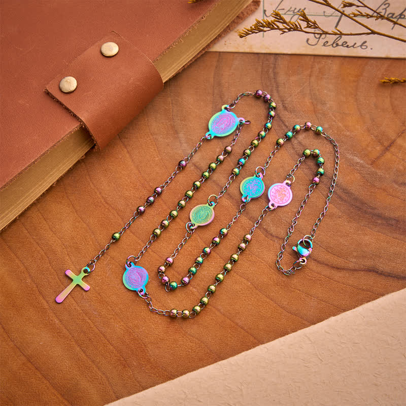 Christianartworkshop Our Lady Medal & Cross Ball Chain Rosary: Token of Gentle Divine Comfort - Multicolor - image 10