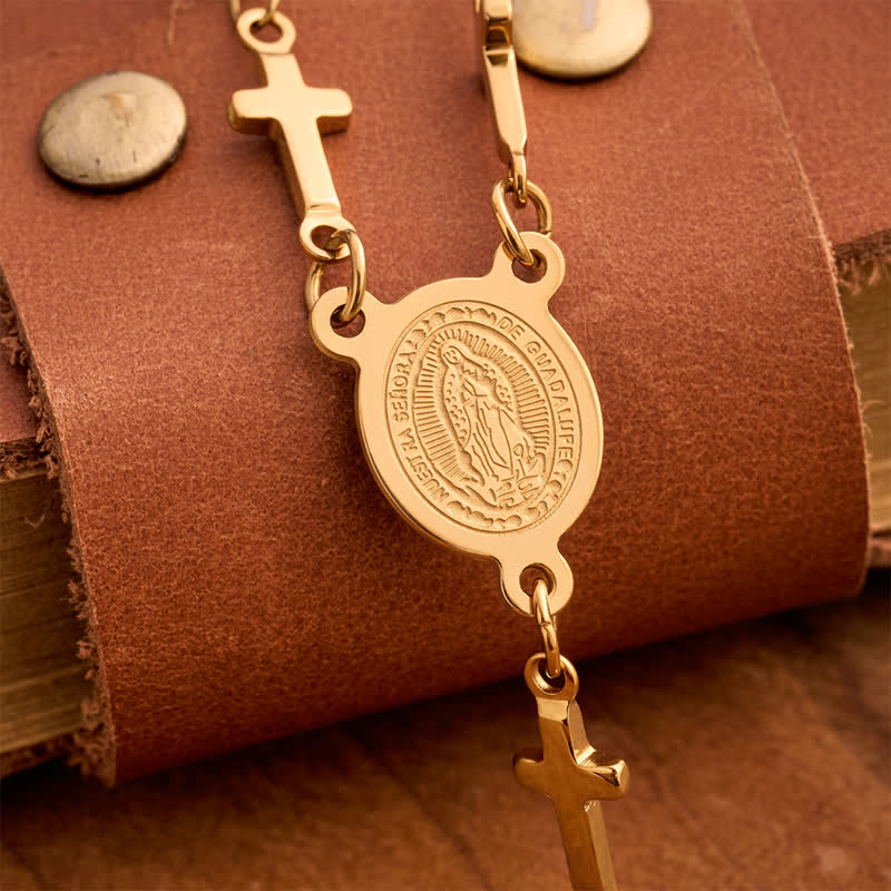 Christianartworkshop Our Lady Medal Cross Link Rosary: Token of Gentle Divine Comfort - image 1