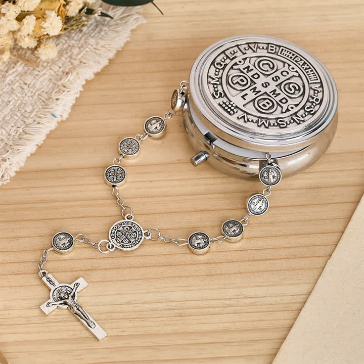 Christianartworkshop Engraved St Benedict Rosary Bracelet With Crucifix - image 2