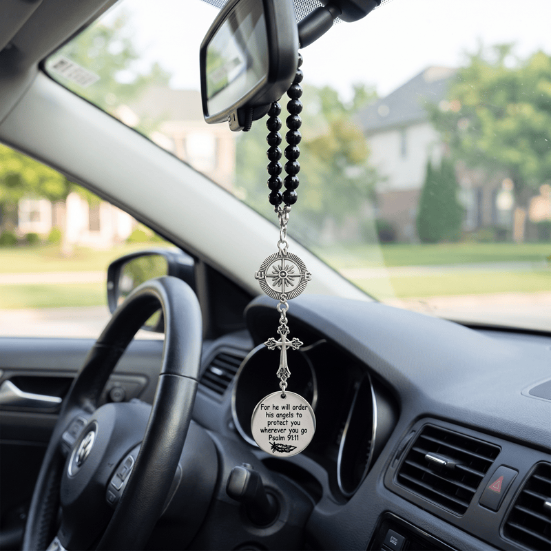 Christianartworkshop Engraved Scripture Cross Car Pendant: Token of Gentle Divine Travel Protection - 7.87''/20cm - image 2