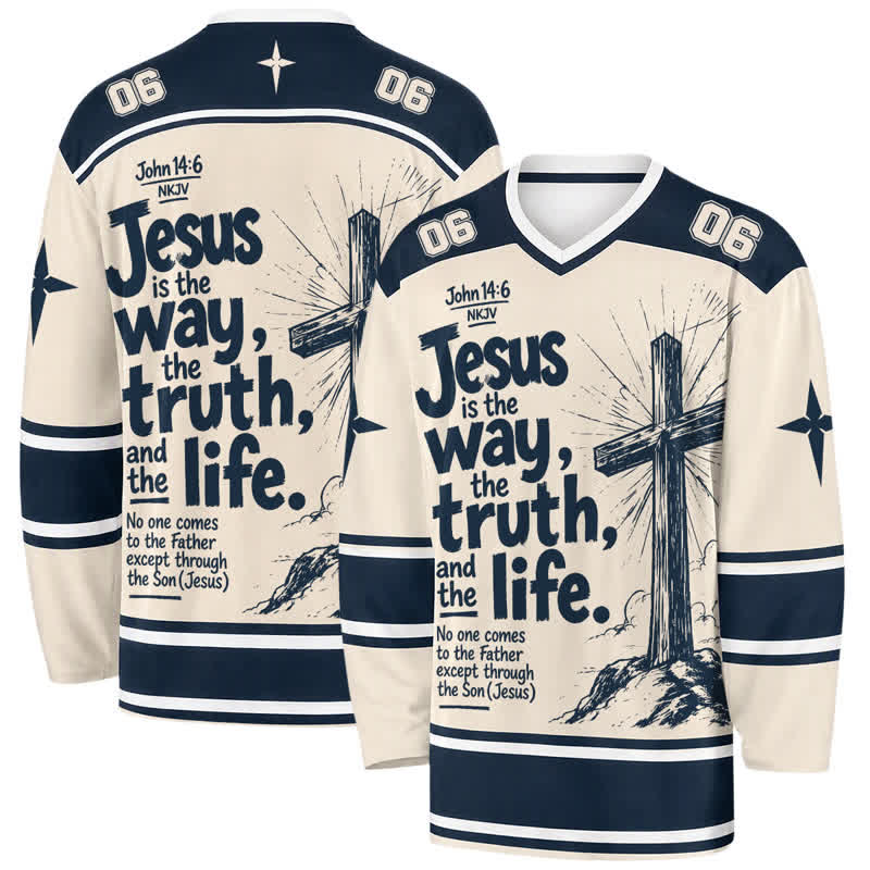 Christianartworkshop Jesus Is The Way Vintage Long Sleeve Hockey Jersey - 5XL - image 0