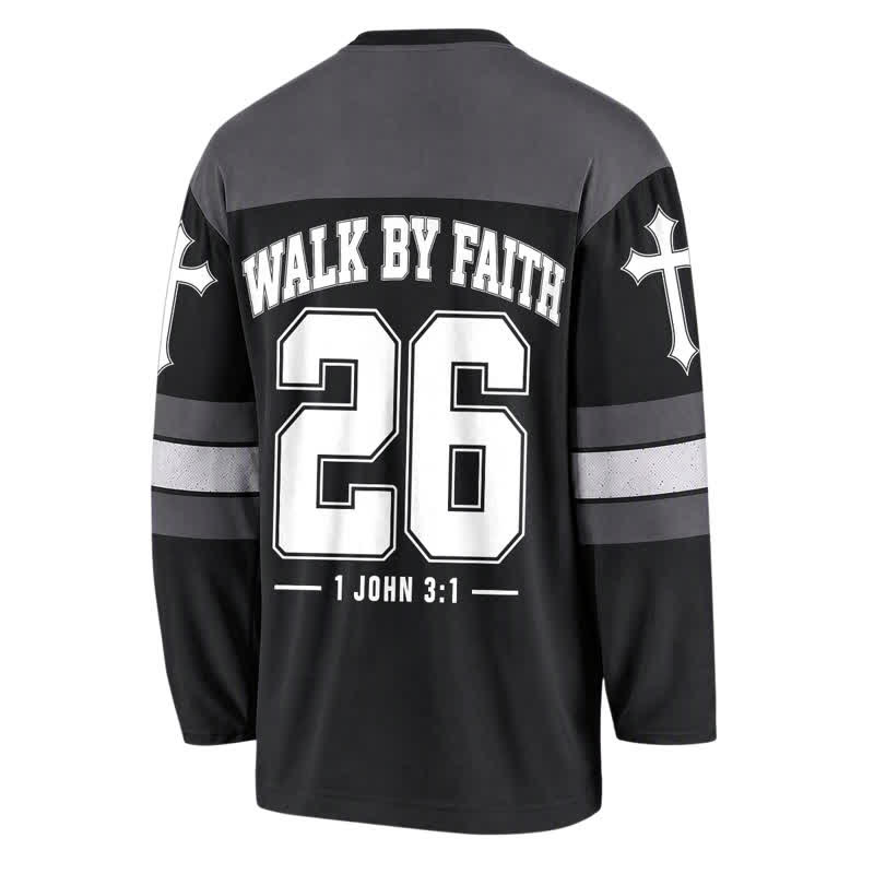 Christianartworkshop Walk By Faith Black Streetwear Hockey Jersey - image 1