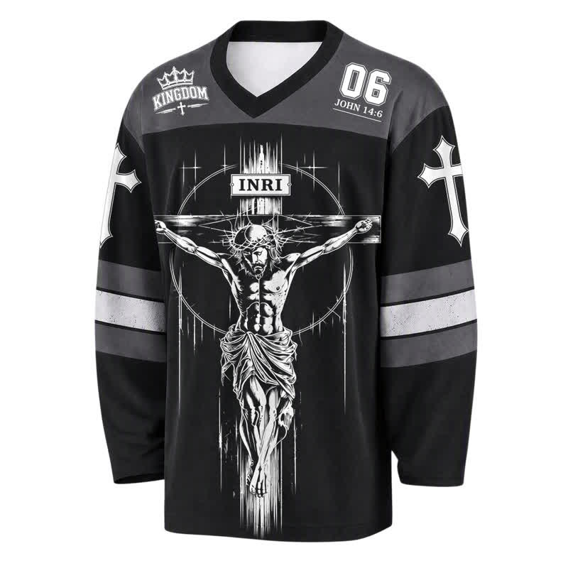 Christianartworkshop Walk By Faith Black Streetwear Hockey Jersey - image 2