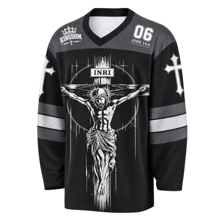 Christianartworkshop Walk By Faith Black Streetwear Hockey Jersey - image 2