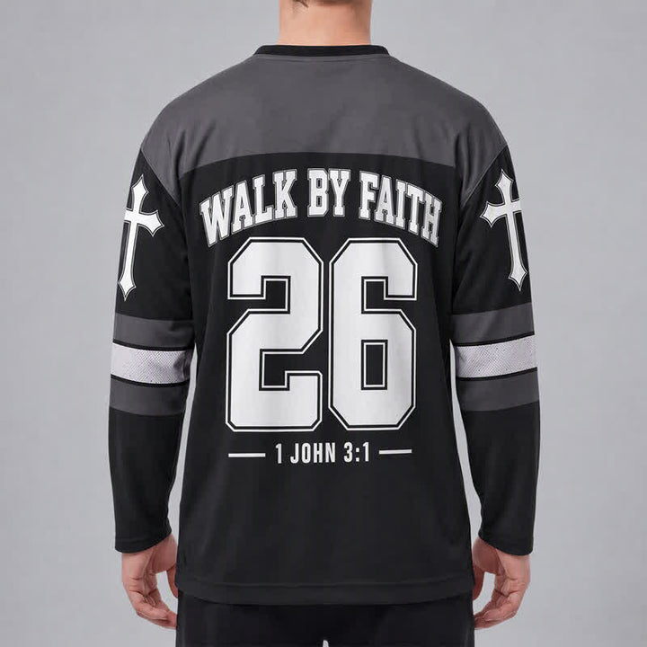 Christianartworkshop Walk By Faith Black Streetwear Hockey Jersey - image 4