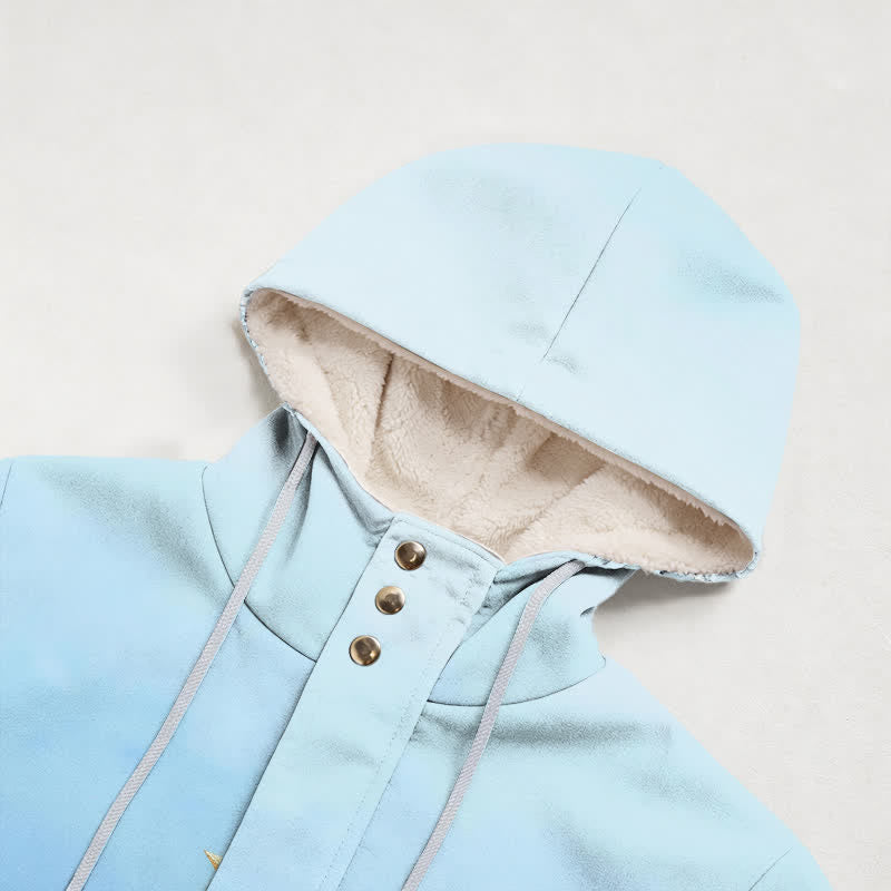 Christianartworkshop Blue Ombre Madonna Art Hooded Women's Fleece Coat - image 2