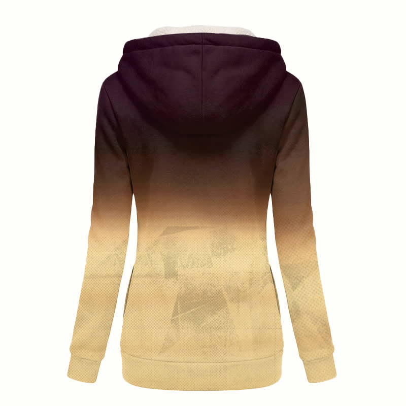 Christianartworkshop Ombre Sherpa Lined Hooded Women's Fleece Coat - image 1