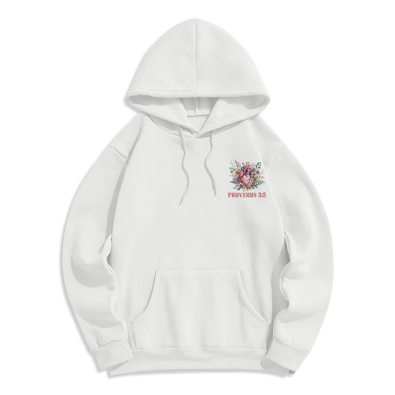 Christianartworkshop Proverbs 3:5 Floral Heart Streetwear Fleece Lined Hoodie - image 2