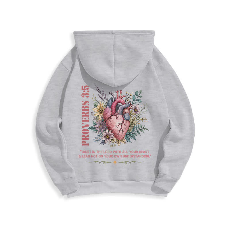 Christianartworkshop Proverbs 3:5 Floral Heart Streetwear Fleece Lined Hoodie - image 10