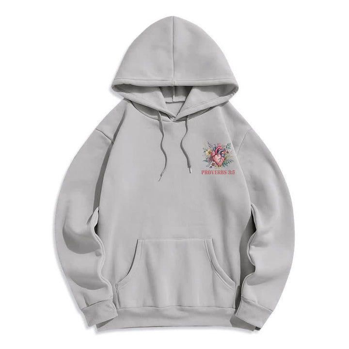 Christianartworkshop Proverbs 3:5 Floral Heart Streetwear Fleece Lined Hoodie - image 11