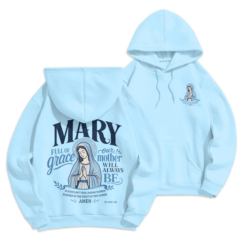 Christianartworkshop Mary Full Of Grace White Streetwear Fleece Lined Hoodie - Blue - 2XL - image 21
