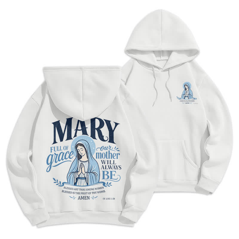Christianartworkshop Mary Full Of Grace White Streetwear Fleece Lined Hoodie - White - 2XL - image 0