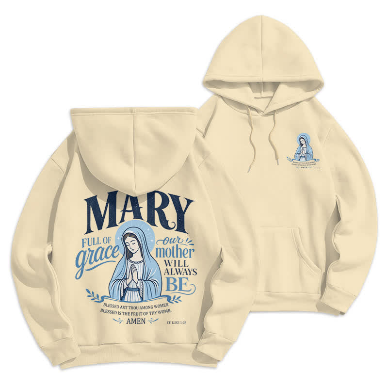 Christianartworkshop Mary Full Of Grace White Streetwear Fleece Lined Hoodie - Beige - 2XL - image 18