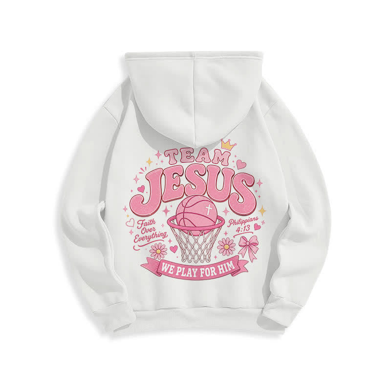 Christianartworkshop Team Jesus Basketball Streetwear Fleece Lined Dark Green Hoodie - image 4