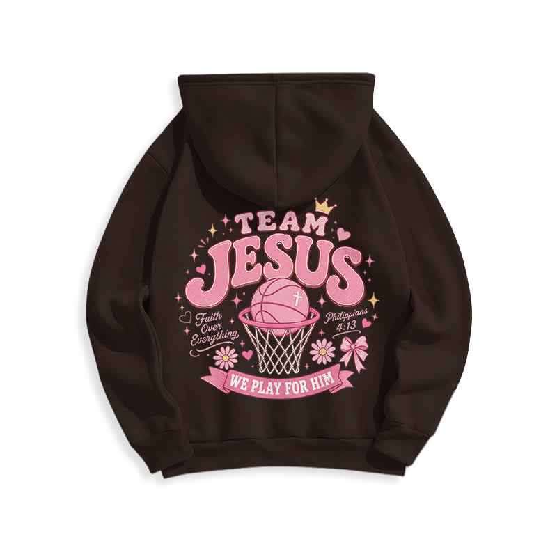 Christianartworkshop Team Jesus Basketball Streetwear Fleece Lined Dark Green Hoodie - image 19