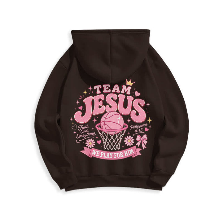 Christianartworkshop Team Jesus Basketball Streetwear Fleece Lined Dark Green Hoodie - image 19