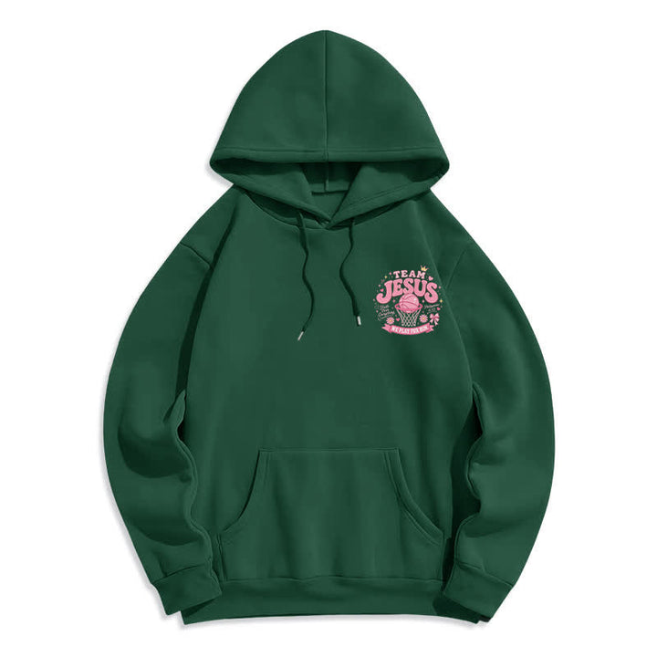 Christianartworkshop Team Jesus Basketball Streetwear Fleece Lined Dark Green Hoodie - image 2