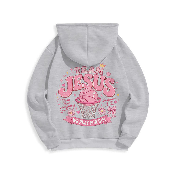 Christianartworkshop Team Jesus Basketball Streetwear Fleece Lined Dark Green Hoodie - image 22