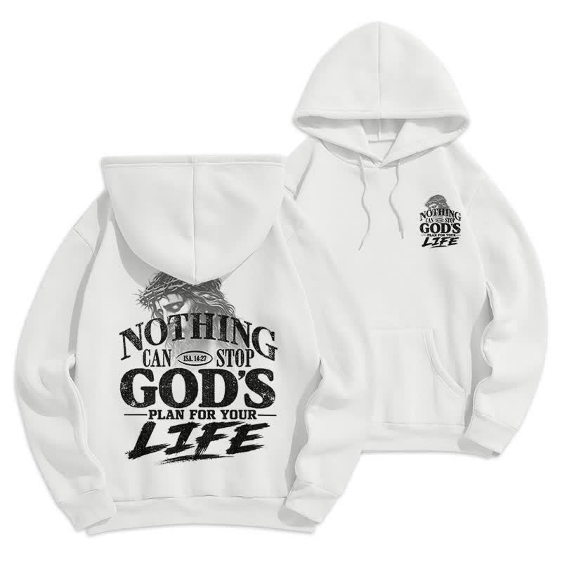 Christianartworkshop God's Plan Vintage Back Print White Pullover Hoodie - White - 2XL - image 0