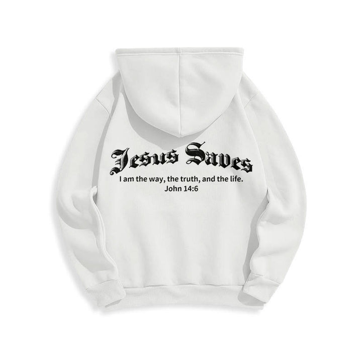 Christianartworkshop Jesus Saves John 14:6 Faith Fleece Lined Polyester Hoodie - image 4