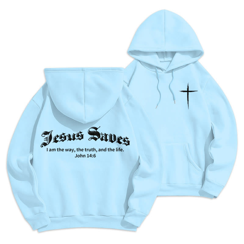 Christianartworkshop Jesus Saves John 14:6 Faith Fleece Lined Polyester Hoodie - Blue - 2XL - image 12