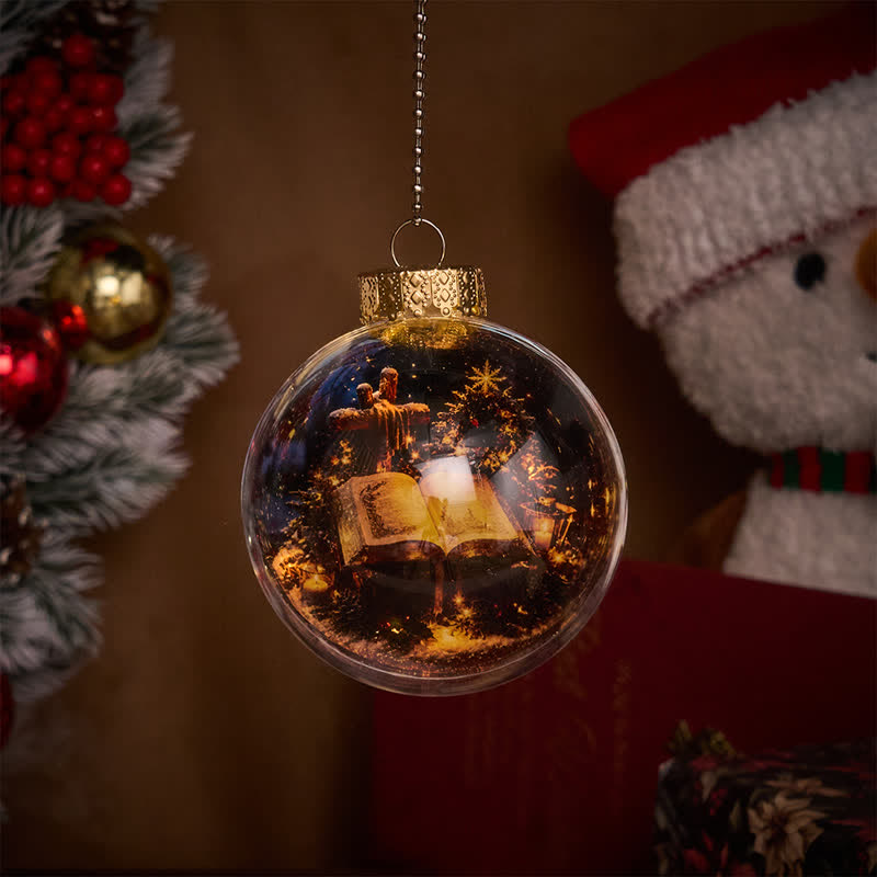 Christianartworkshop Multi-Style Sacred Print Christmas Bauble: Token of Holy Blessing & Quiet Devotion - With LED Light - Bible - image 3