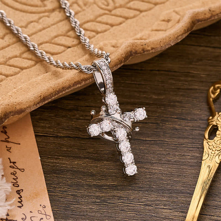 Christianartworkshop Fully Paved Shining Cross With Crown Accent: Charm of Radiant Heavenly Radiance - image 13