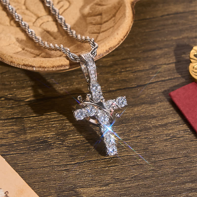 Christianartworkshop Fully Paved Shining Cross With Crown Accent: Charm of Radiant Heavenly Radiance - Silver - image 11