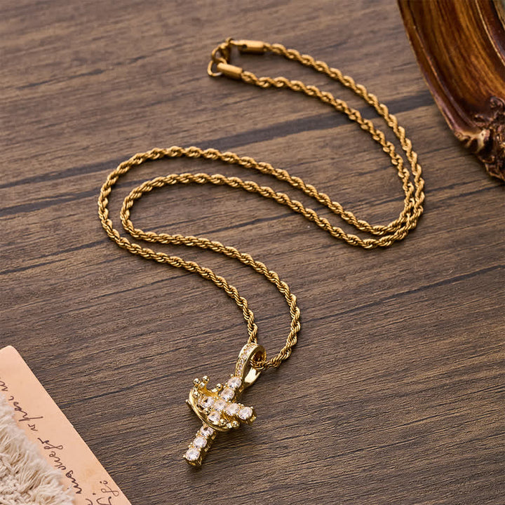 Christianartworkshop Fully Paved Shining Cross With Crown Accent: Charm of Radiant Heavenly Radiance - image 9
