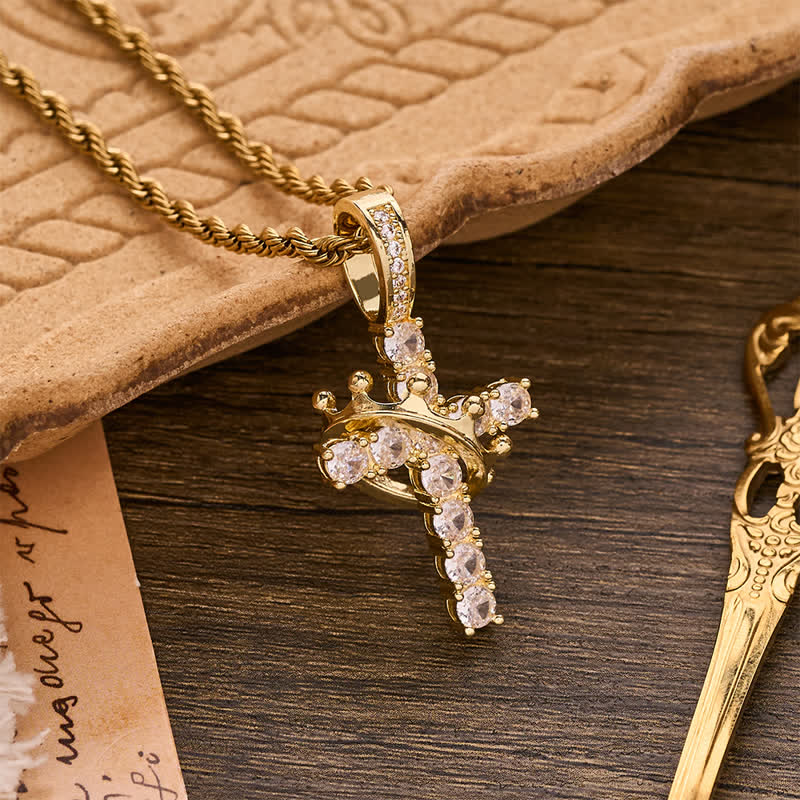 Christianartworkshop Fully Paved Shining Cross With Crown Accent: Charm of Radiant Heavenly Radiance - image 7