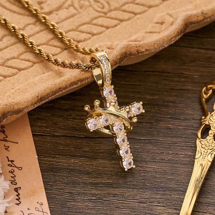 Christianartworkshop Fully Paved Shining Cross With Crown Accent: Charm of Radiant Heavenly Radiance - image 7
