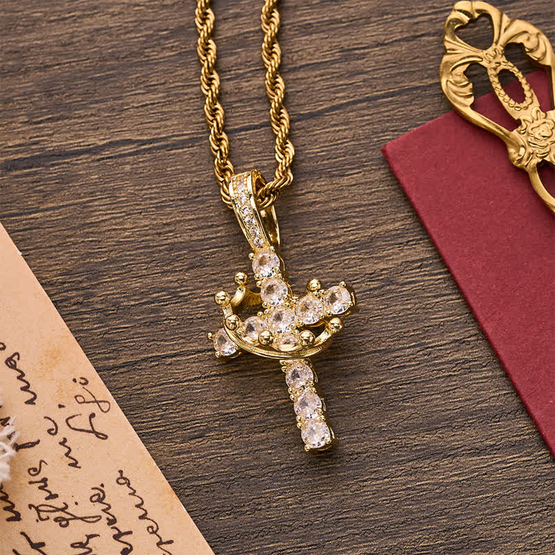 Christianartworkshop Fully Paved Shining Cross With Crown Accent: Charm of Radiant Heavenly Radiance - image 8
