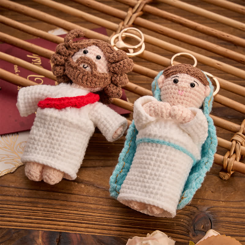 Christianartworkshop Soft Knitted Jesus & Our Lady Doll: Token of Tender Divine Affection - image 0