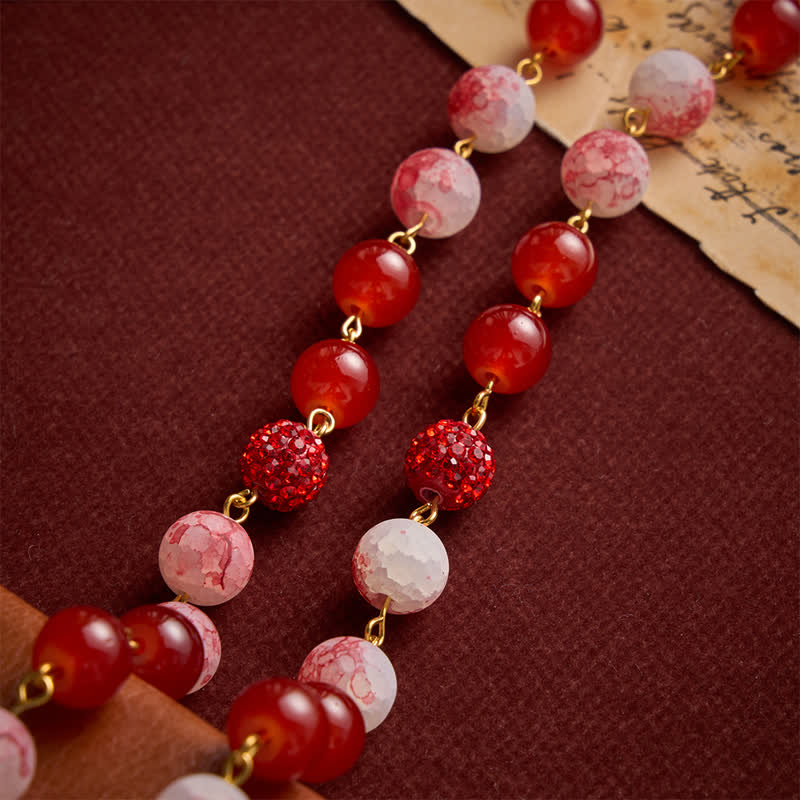 Christianartworkshop Festive Red & Frosted Crackle Glass Rosary With Our Lady Medal & Red Crucifix - image 7